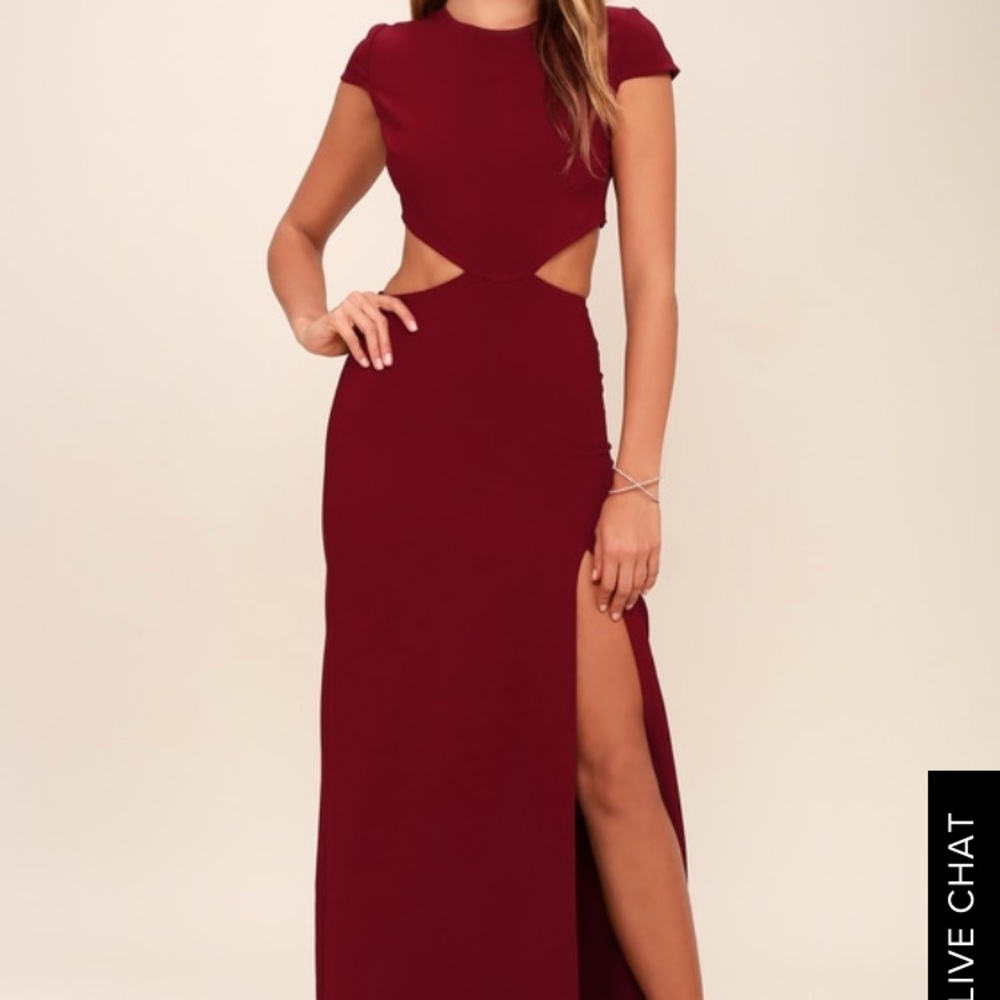 CONVERSATION PIECE WINE RED BACKLESS MAXI DRESS